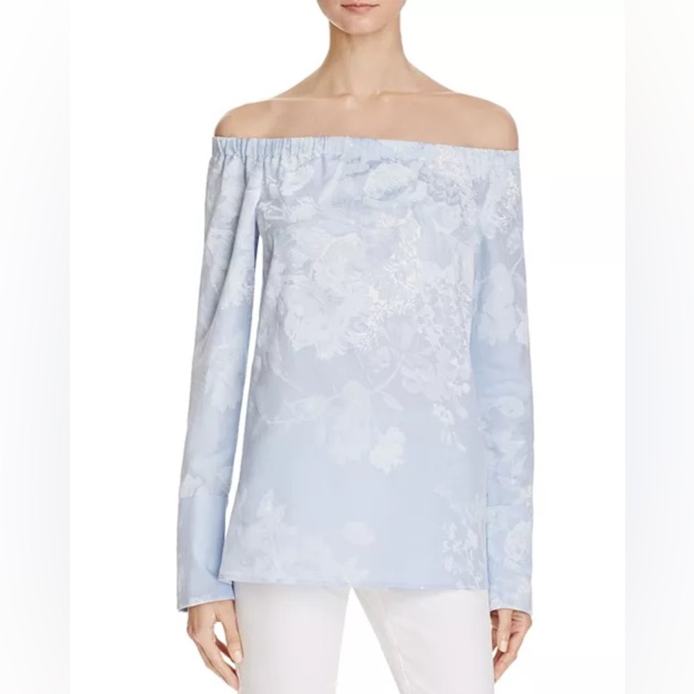 NWOT Lafayette 148 New York Amy Floral Off-the-Shoulder Blouse Women’s Large